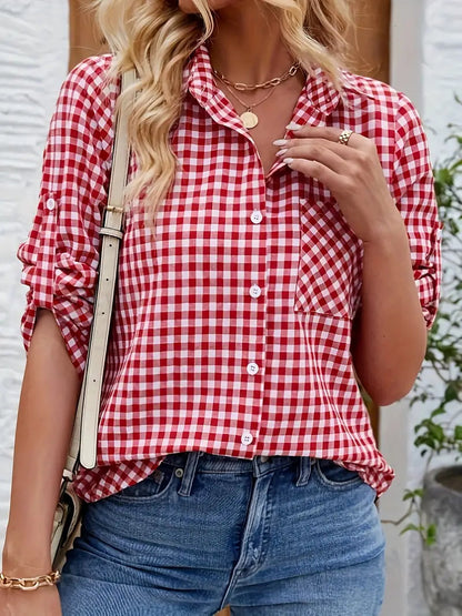 Cora Women's Shirt | Relaxed Fit, Checked Pattern 1