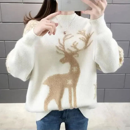 Cora Women's Sweater | Cozy Reindeer Pattern, Winter Warmth 4