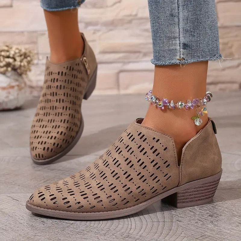 Daisy Women's Ankle Boots | Breathable Cutout Design, Casual Black 1