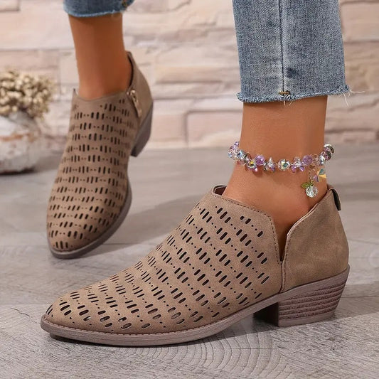 Daisy Women's Ankle Boots | Breathable Cutout Design, Casual Black 1