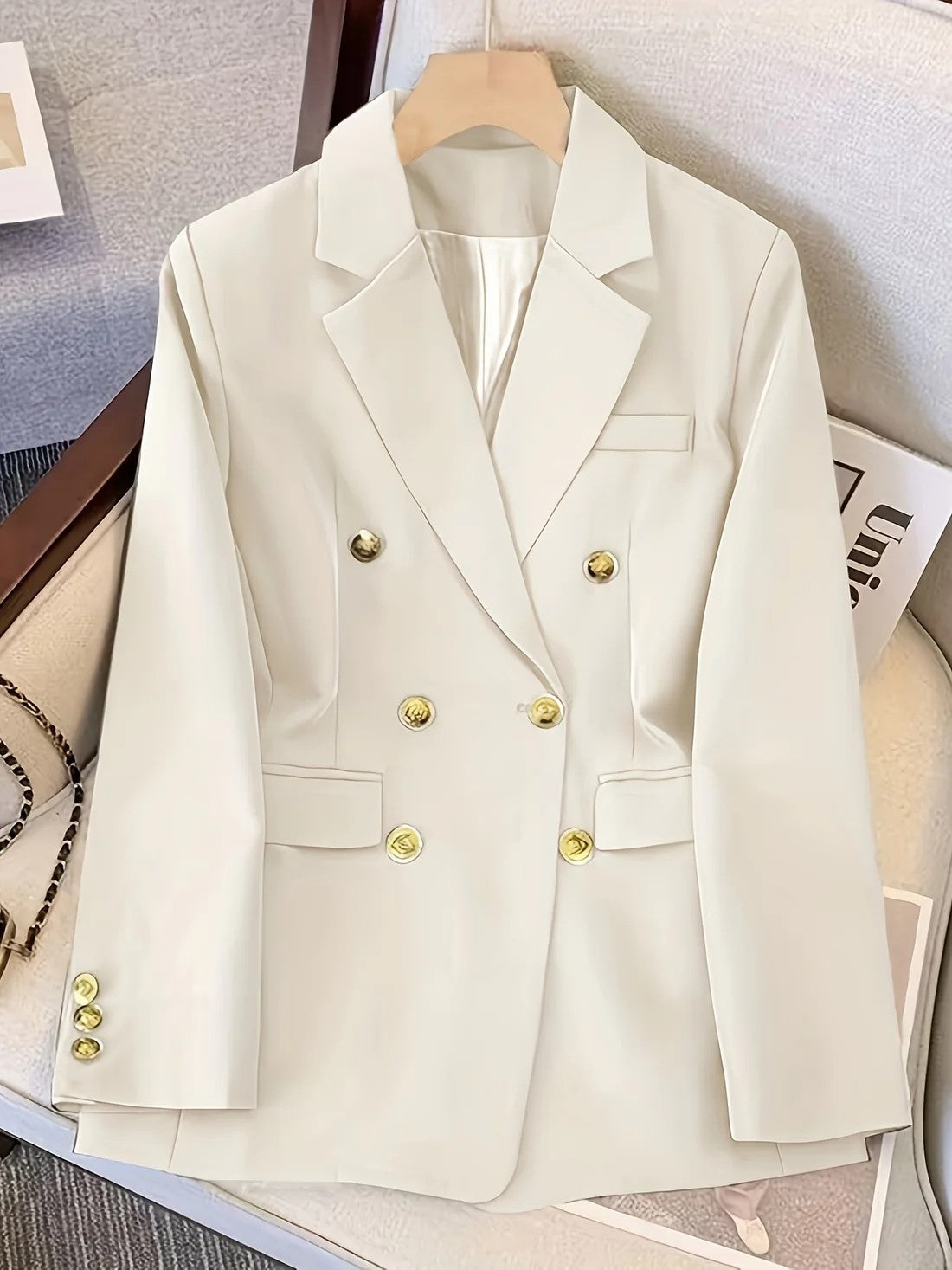 Daisy Women's Blazer | Elegant Black Blazer With Gold Buttons 1
