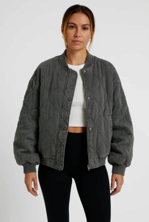 Daisy Women's Bomber Jacket | Cozy Quilted Design 0