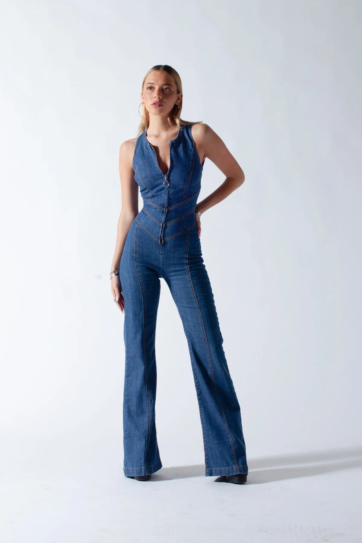Daisy Women's Denim Jumpsuit | Vintage-Inspired, Fitted 0
