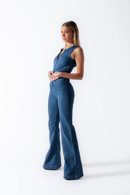 Daisy Women's Denim Jumpsuit | Vintage-Inspired, Fitted 1