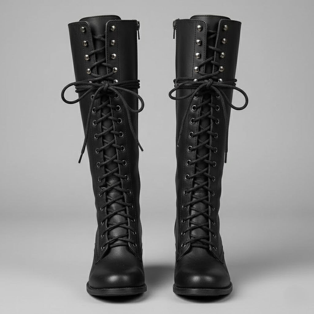 Daisy Women's Knee-High Boots | Lace-Up Design, Block Heel 0