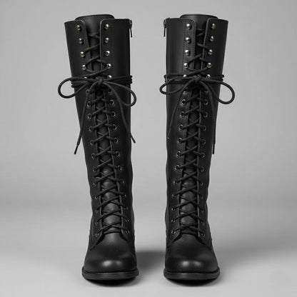 Daisy Women's Knee-High Boots | Lace-Up Design, Block Heel 0