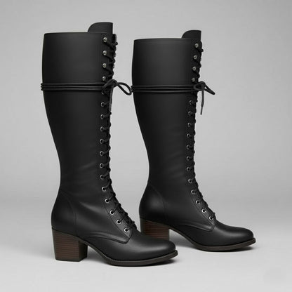 Daisy Women's Knee-High Boots | Lace-Up Design, Block Heel 1
