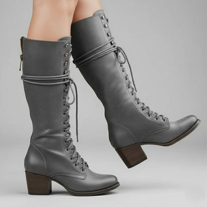 Daisy Women's Knee-High Boots | Lace-Up Design, Block Heel 3