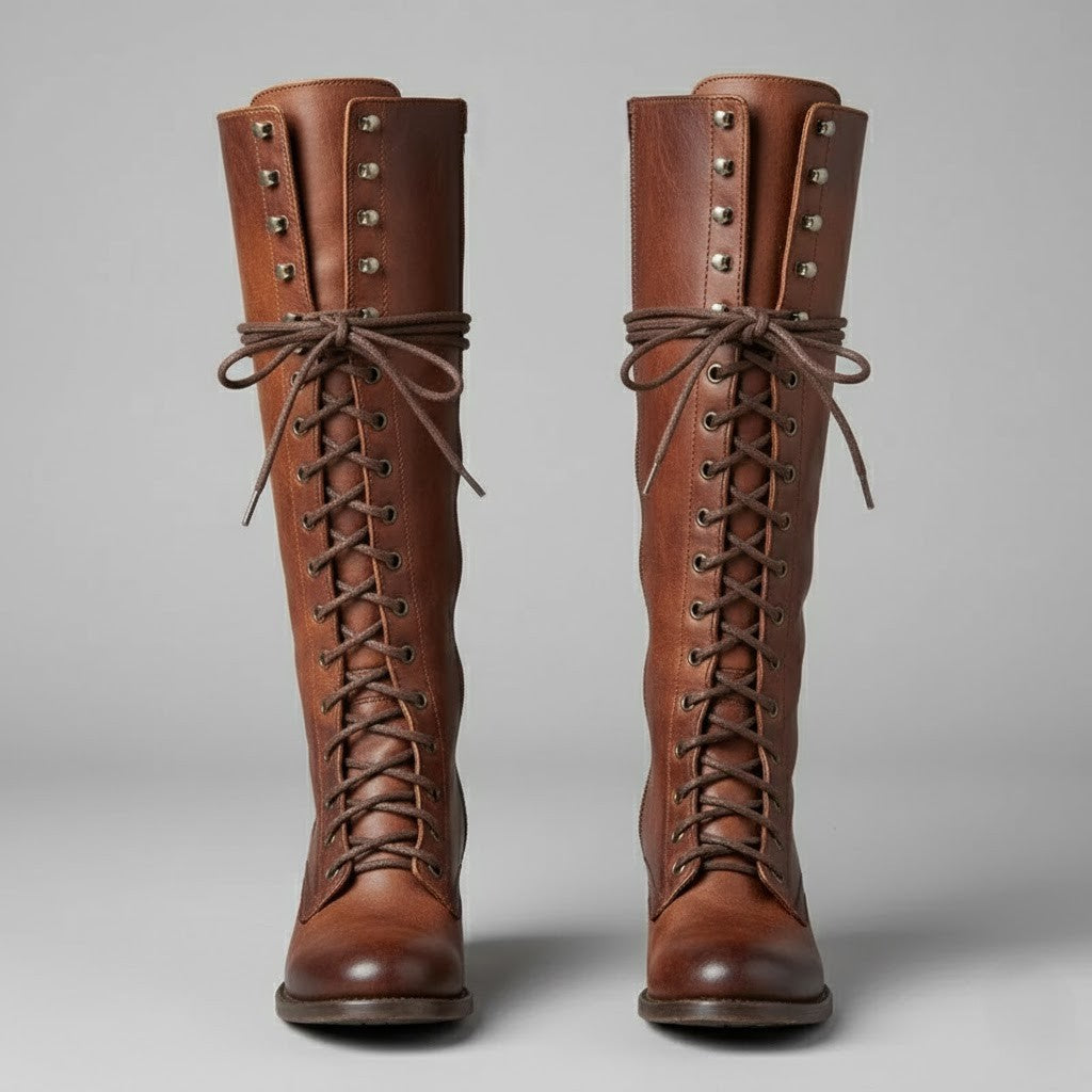 Daisy Women's Knee-High Boots | Lace-Up Design, Block Heel 4