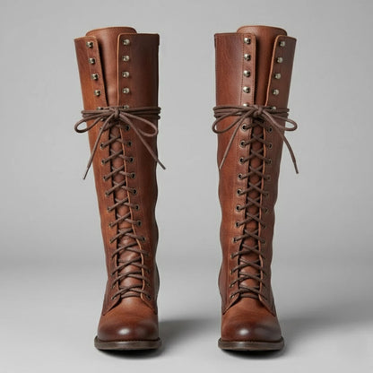 Daisy Women's Knee-High Boots | Lace-Up Design, Block Heel 4