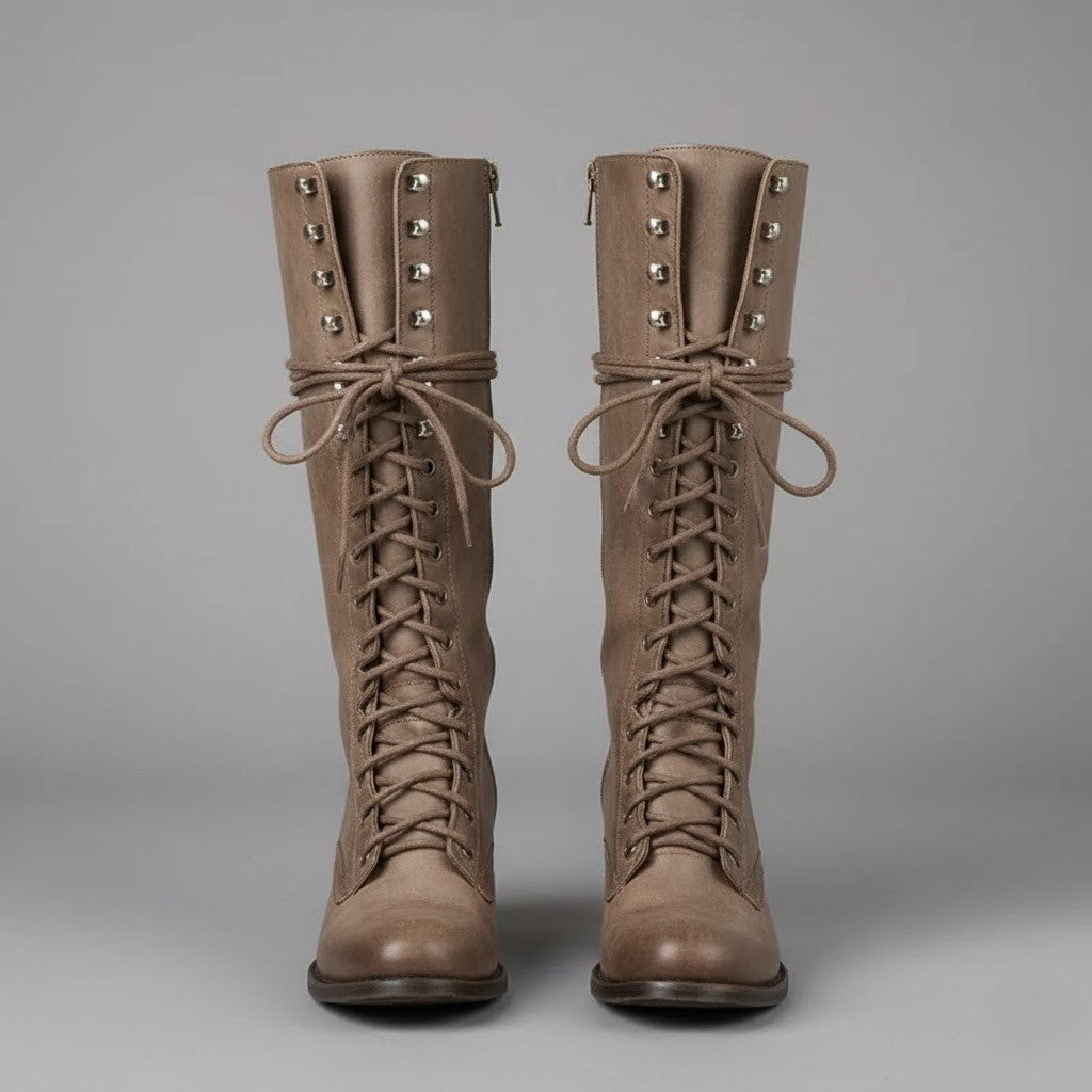 Daisy Women's Knee-High Boots | Lace-Up Design, Block Heel 7