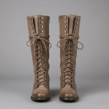 Daisy Women's Knee-High Boots | Lace-Up Design, Block Heel 7