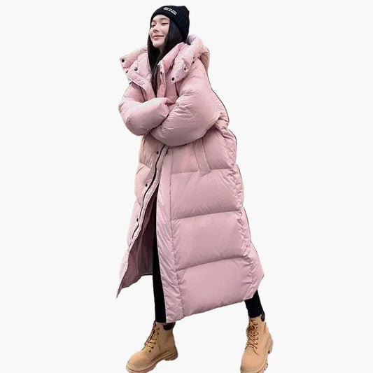 Daisy Women's Long Hooded Puffer Coat | Chic Quilted Design 0