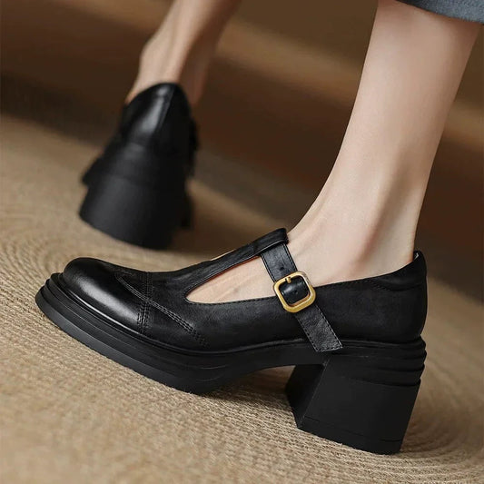 Daisy Women's T-Strap Shoes | Classic Leather, Elegant Comfort 0
