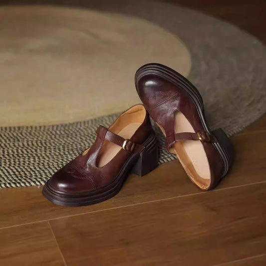 Daisy Women's T-Strap Shoes | Classic Leather, Elegant Comfort 1