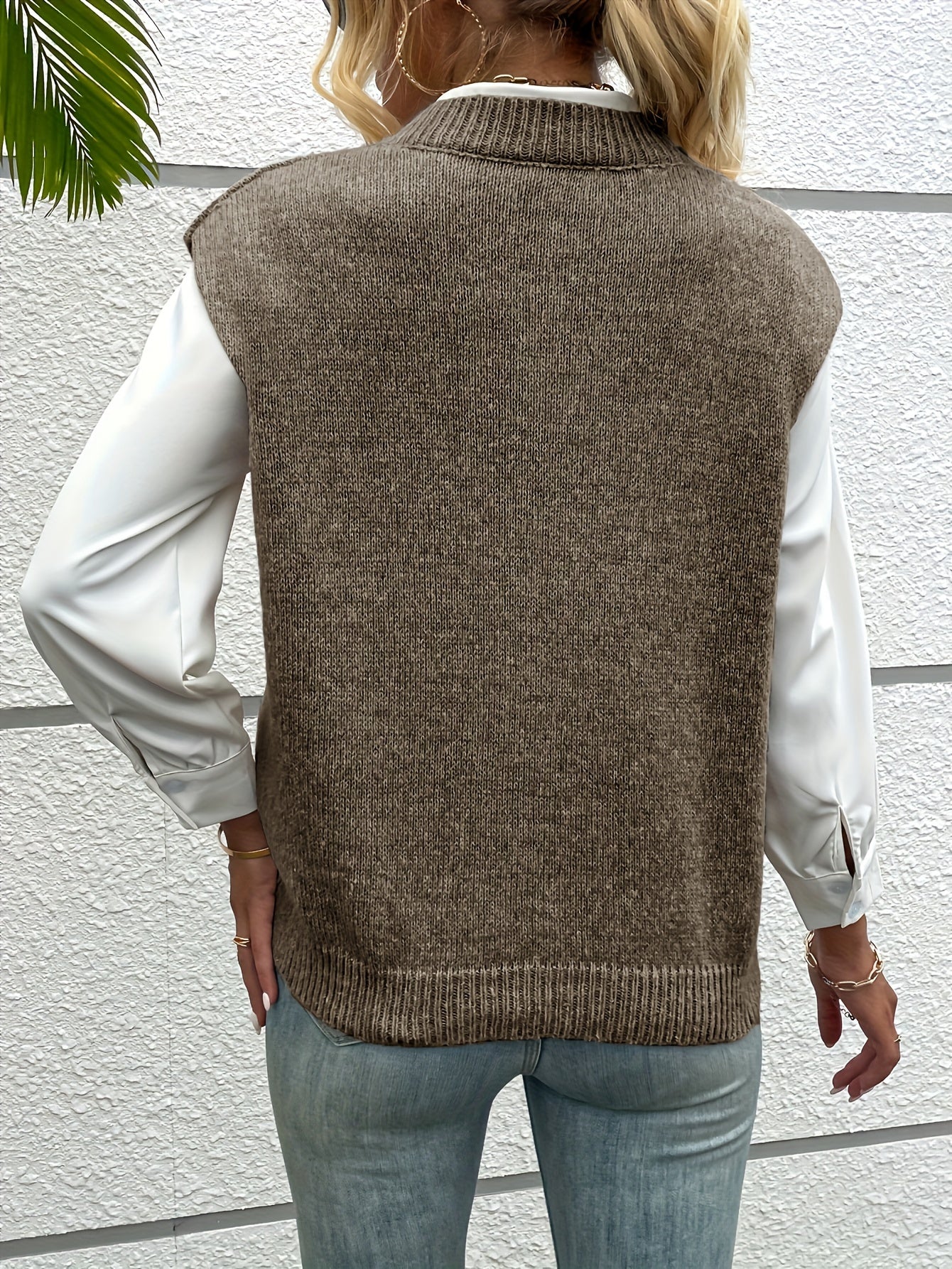 Daisy Women's Vest | V-Neck, Sleeveless Knit Layering Essential 2