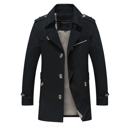 Dante Men's Trench Coat | Double Breasted, Waterproof Black Overcoat 0