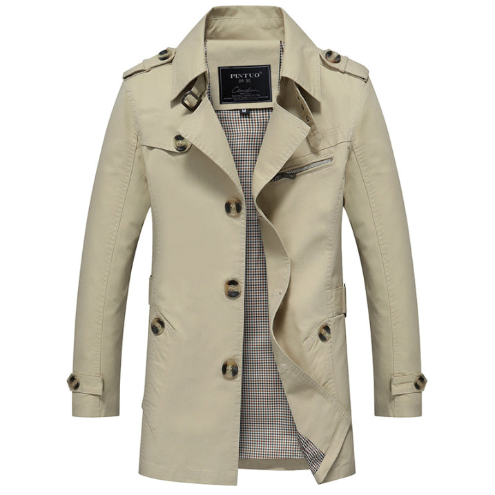 Dante Men's Trench Coat | Double Breasted, Waterproof Black Overcoat 3