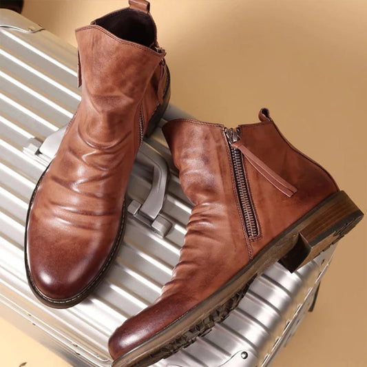 Dante Men's Zip Boots | Premium Brown Leather, Casual Style 0
