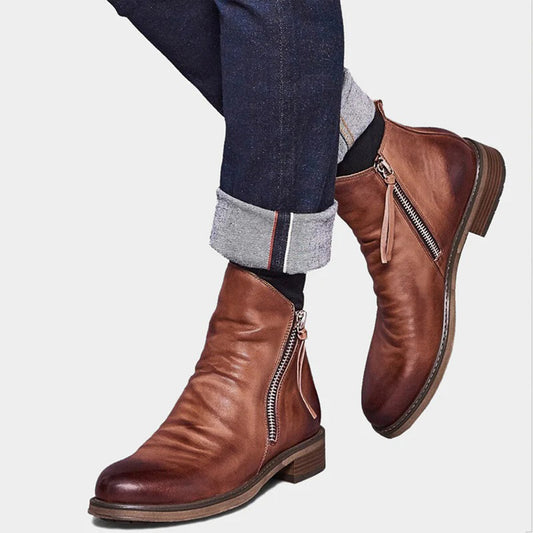 Dante Men's Zip Boots | Premium Brown Leather, Casual Style 1