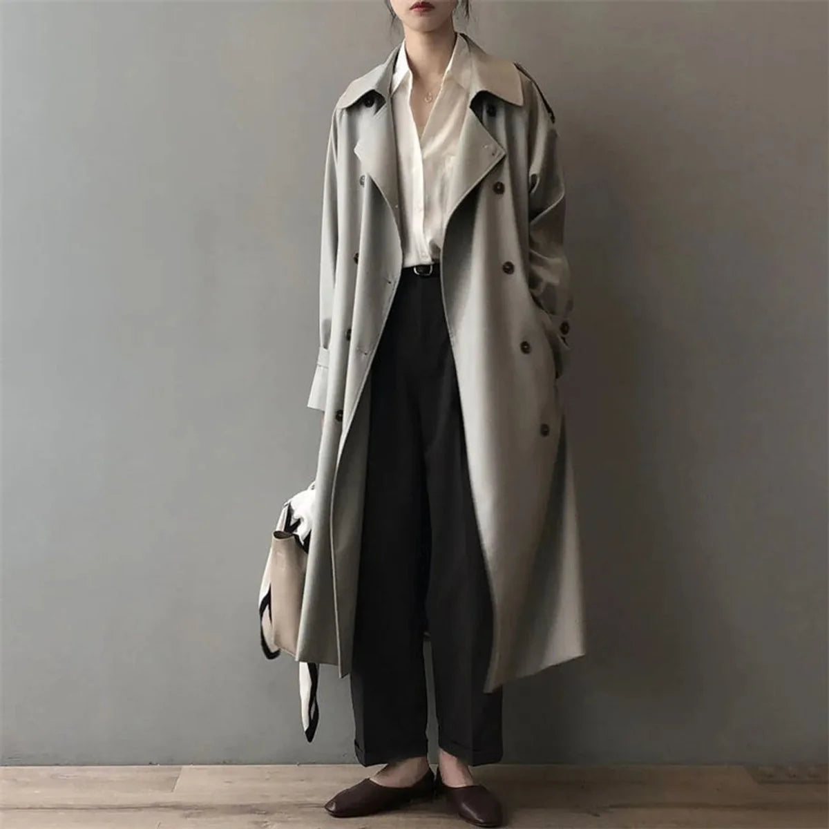Dara Women's Trench Coat | Double-Breasted, Notched Collar, Relaxed Fit 0