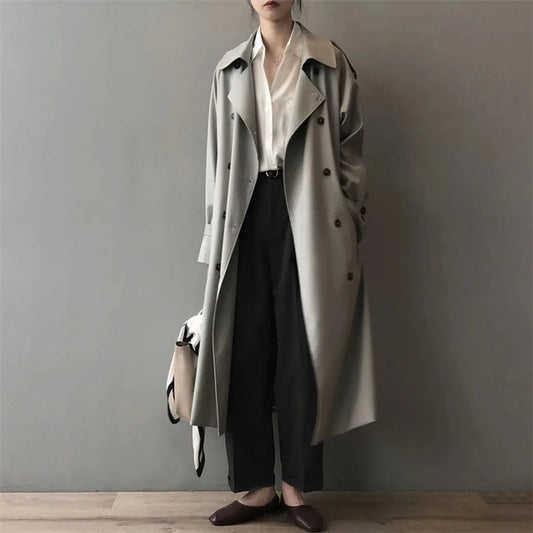 Dara Women's Trench Coat | Double-Breasted, Notched Collar, Relaxed Fit 0