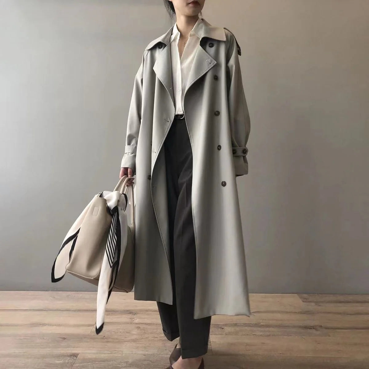 Dara Women's Trench Coat | Double-Breasted, Notched Collar, Relaxed Fit 1