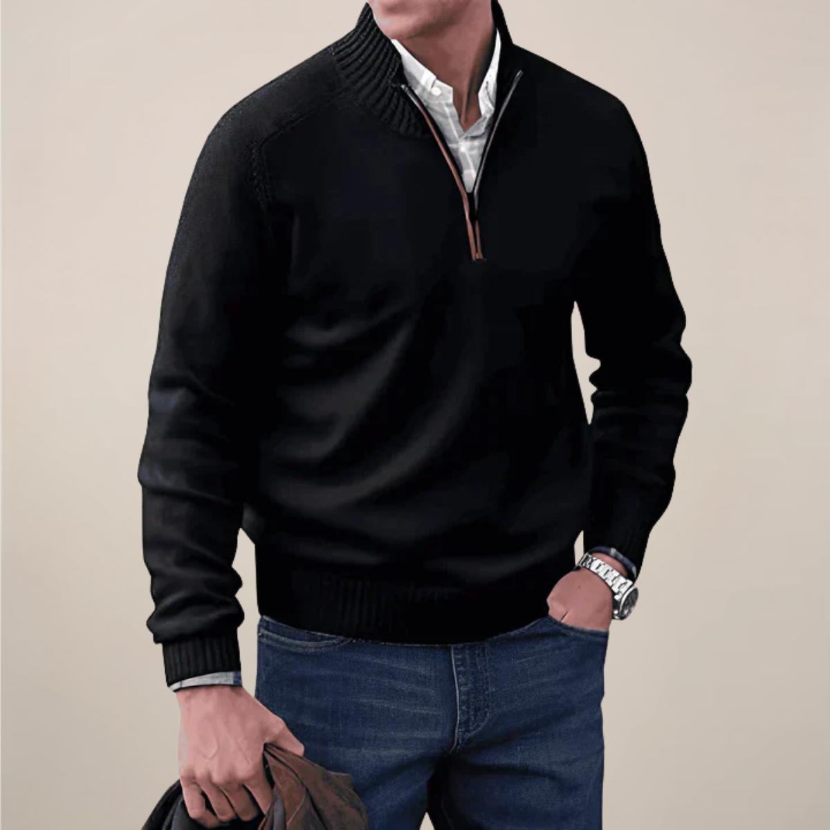 Dare Men’s Half-Zipped Knit Sweater | Relaxed Fit, Spring Essential 2