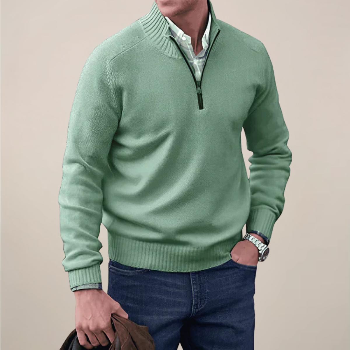 Dare Men’s Half-Zipped Knit Sweater | Relaxed Fit, Spring Essential 3