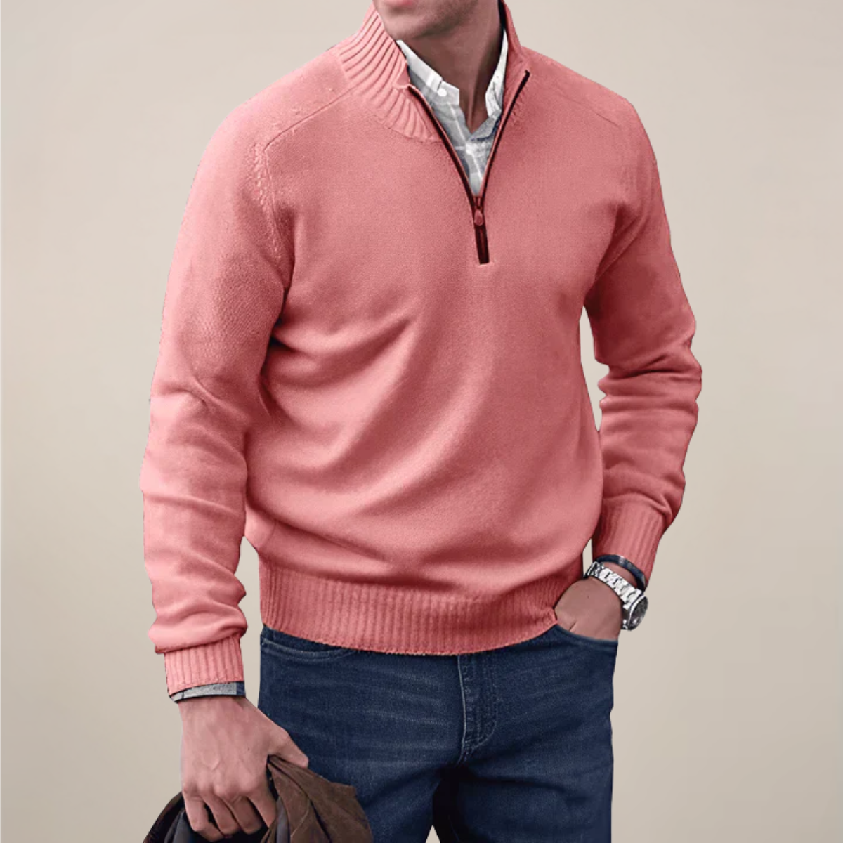 Dare Men’s Half-Zipped Knit Sweater | Relaxed Fit, Spring Essential 4