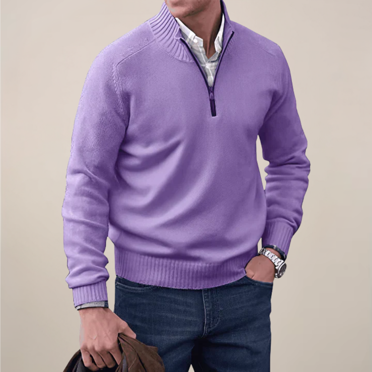 Dare Men’s Half-Zipped Knit Sweater | Relaxed Fit, Spring Essential 5
