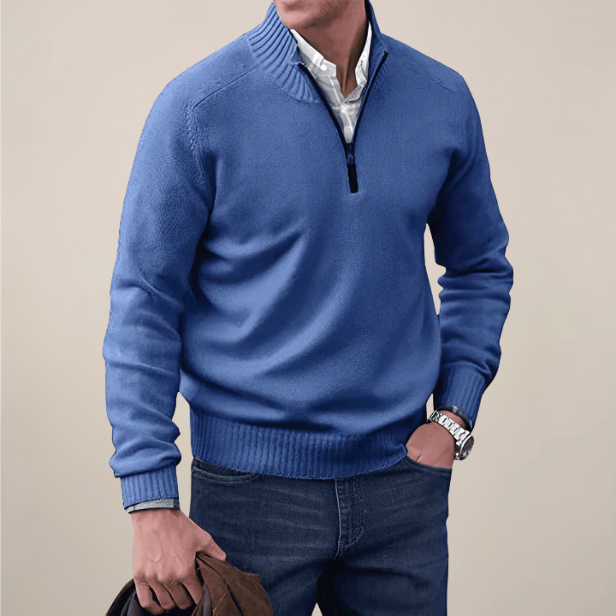 Dare Men’s Half-Zipped Knit Sweater | Relaxed Fit, Spring Essential 6