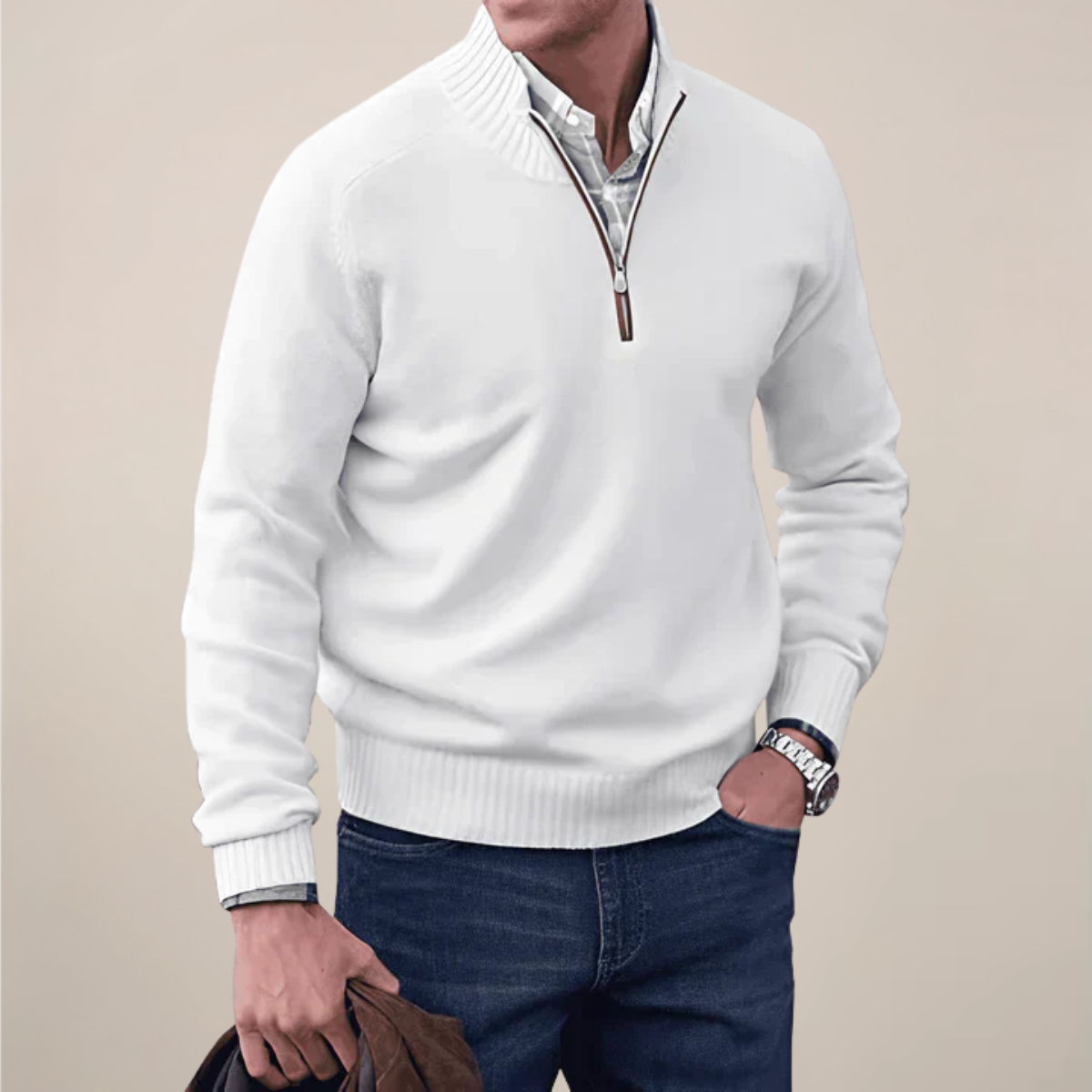 Dare Men’s Half-Zipped Knit Sweater | Relaxed Fit, Spring Essential 7