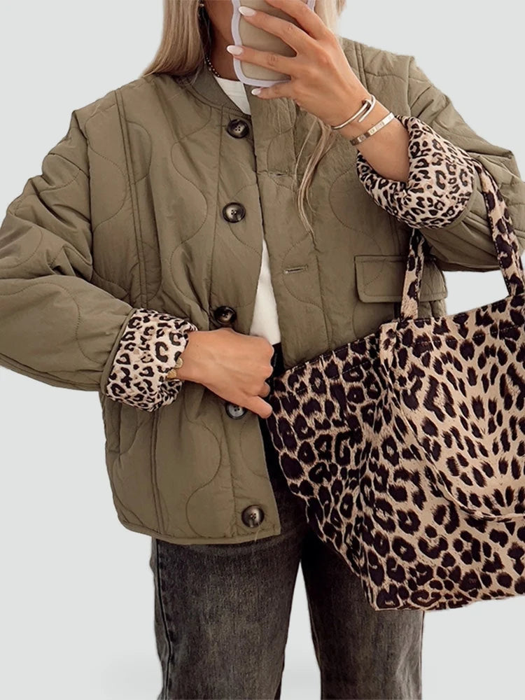 Elara Women's Coat | Leopard Lining, Comfortable Fit 0
