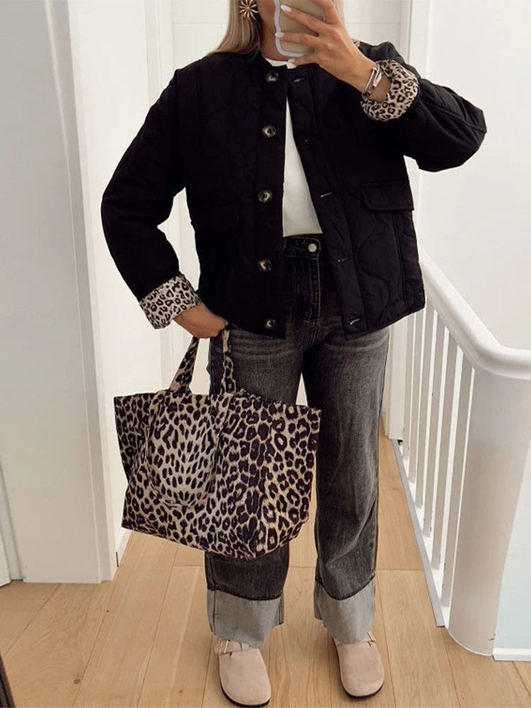 Elara Women's Coat | Leopard Lining, Comfortable Fit 3