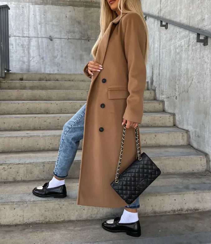 Elara Women's Coat | Tailored Wool with Belt, Elegant Design 1