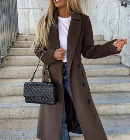 Elara Women's Coat | Tailored Wool with Belt, Elegant Design 2