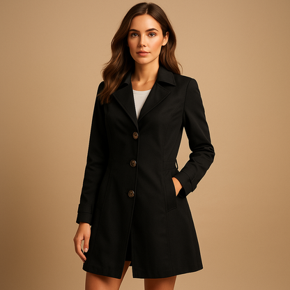 Elara Women's Trench Coat | Timeless Design, Button Closure 0
