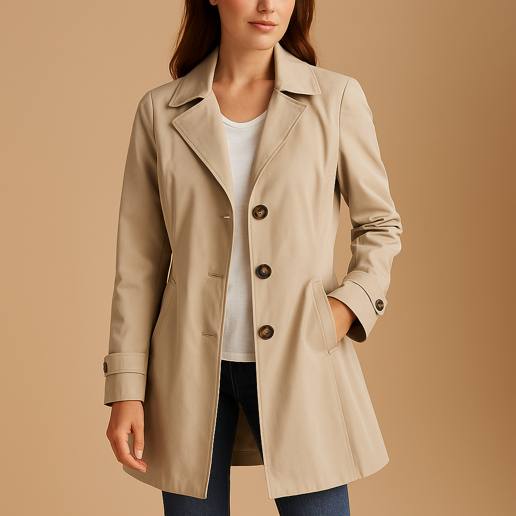 Elara Women's Trench Coat | Timeless Design, Button Closure 1