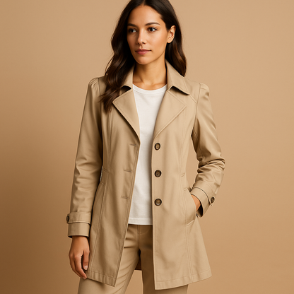 Elara Women's Trench Coat | Timeless Design, Button Closure 2