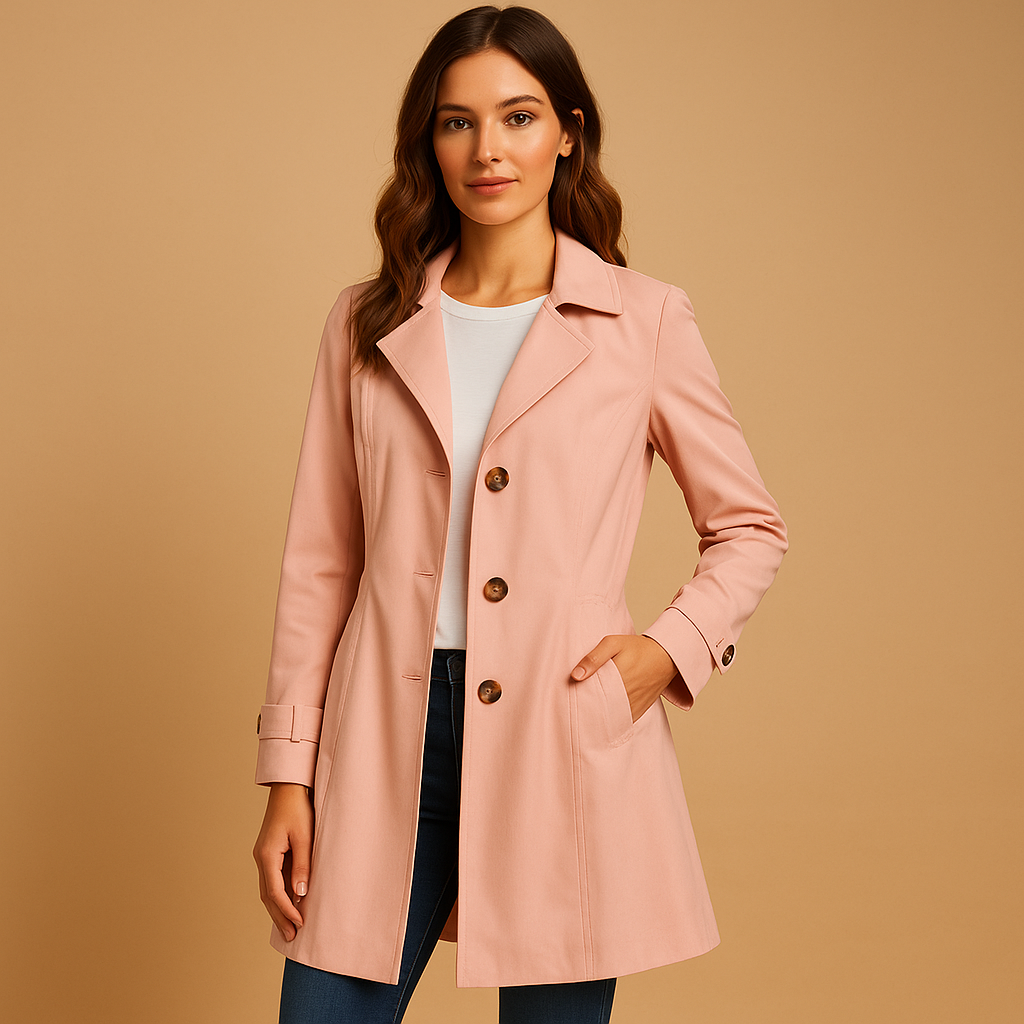 Elara Women's Trench Coat | Timeless Design, Button Closure 3