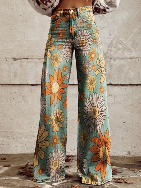 Eleanor Women's Wide Leg Jeans | Bold Floral Print 0