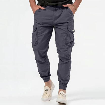 Men's Cargo Pants - Relaxed Fit, Drawstring Waist, Multiple Pockets - 1
