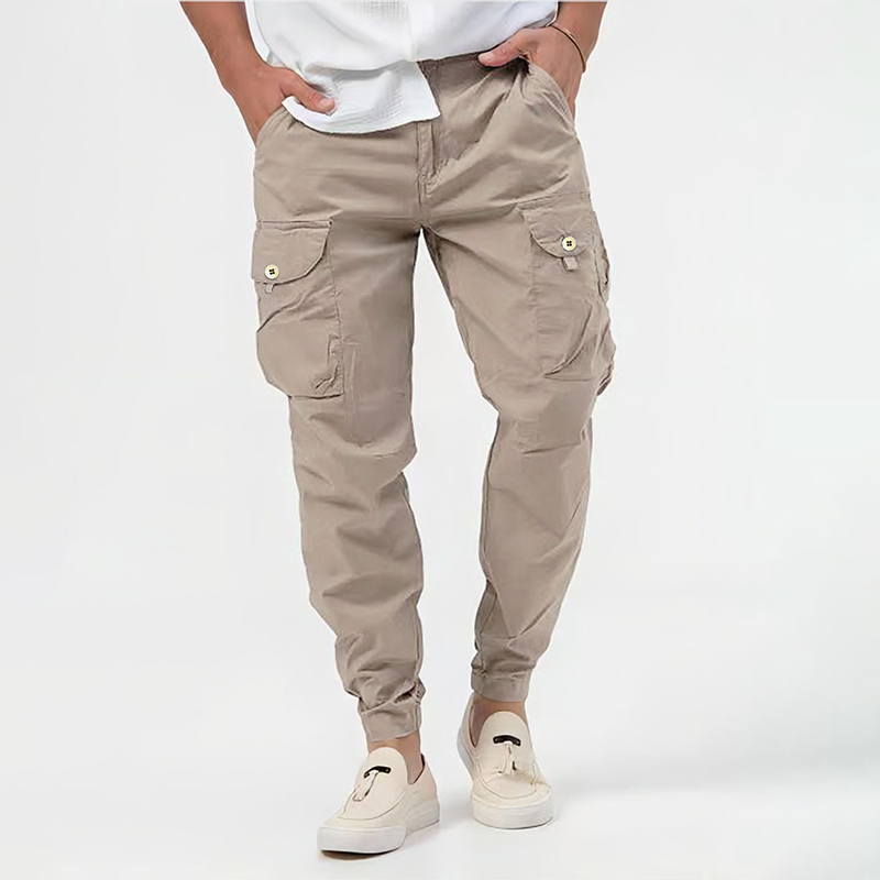 Men's Cargo Pants - Relaxed Fit, Drawstring Waist, Multiple Pockets - 3