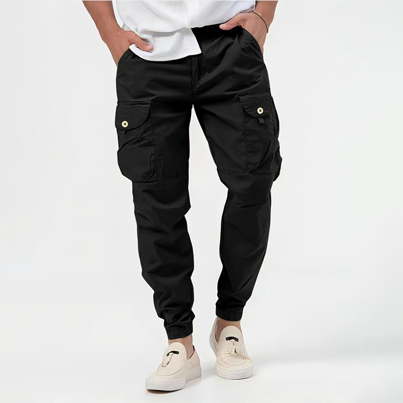Men's Cargo Pants - Relaxed Fit, Drawstring Waist, Multiple Pockets - 4