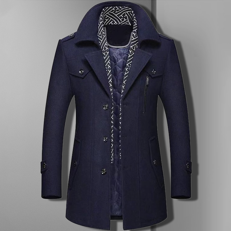 Eli Men's Winter Coat | Wool, Modern Fit with Zip Closure 0
