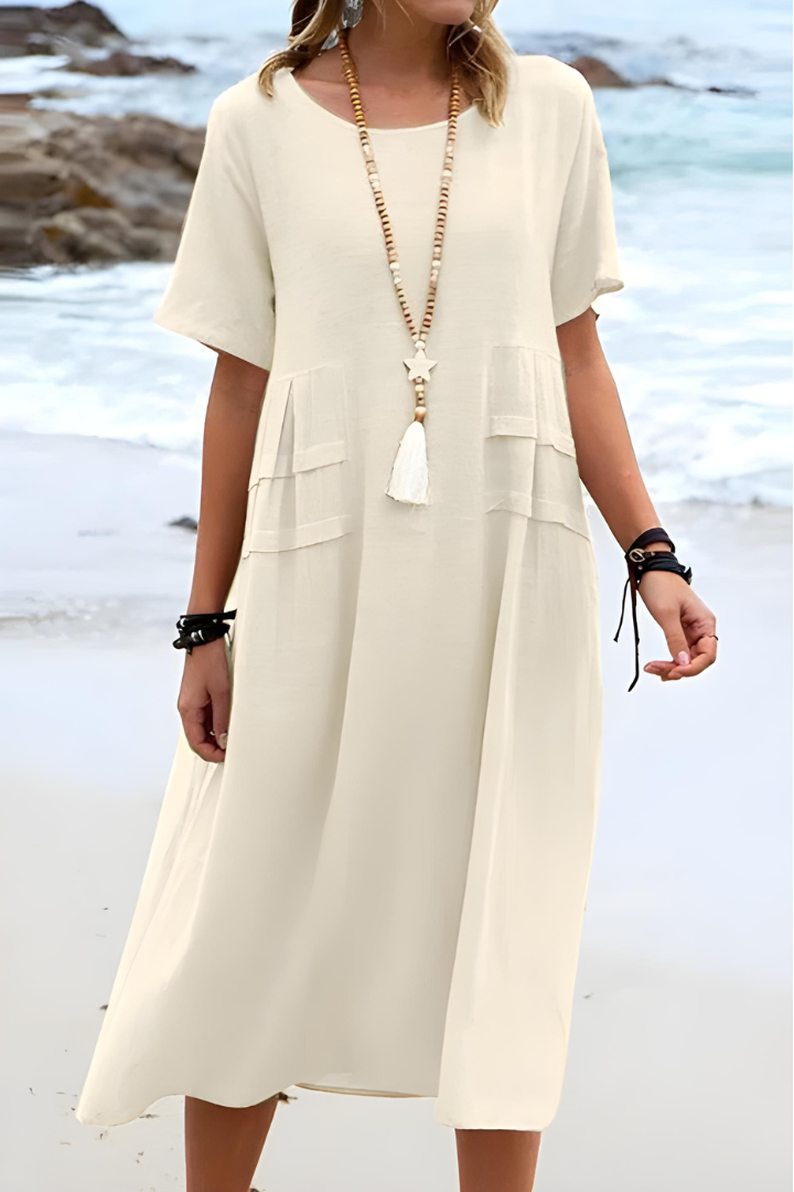 Ella Women's Midi Dress | Soft Cotton Blend, Casual Chic 0