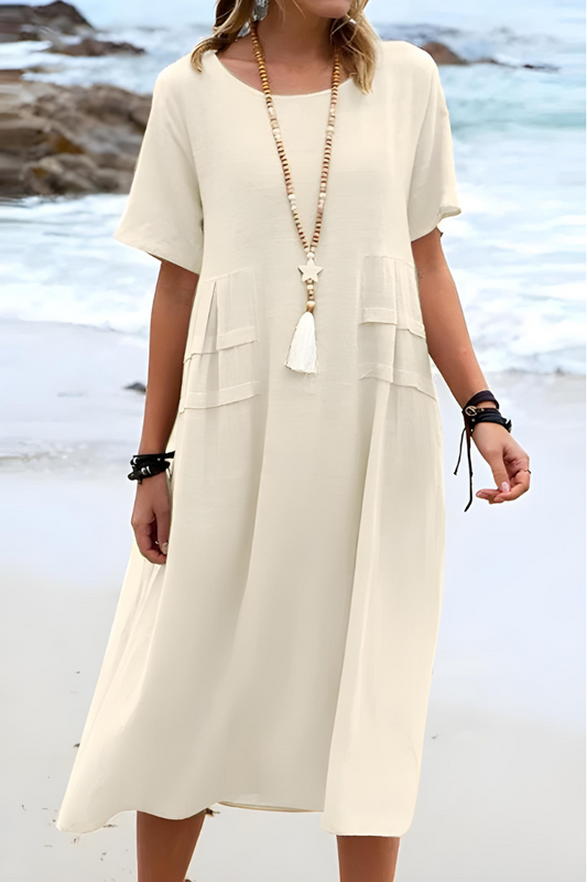 Ella Women's Midi Dress | Soft Cotton Blend, Casual Chic 0