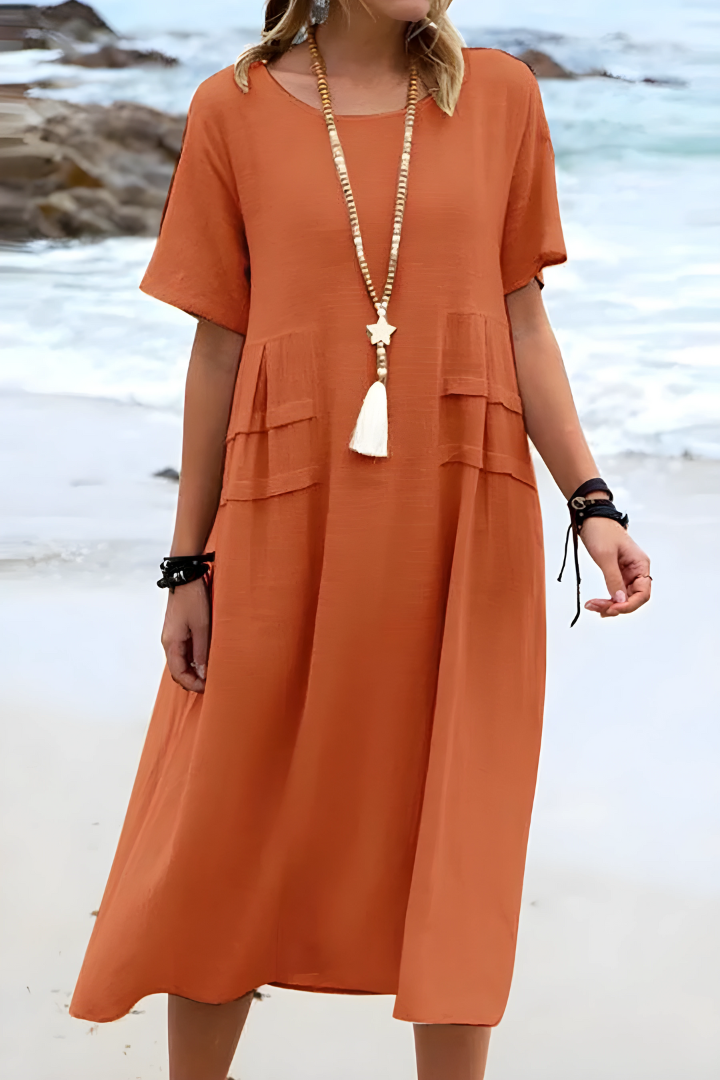 Ella Women's Midi Dress | Soft Cotton Blend, Casual Chic 1