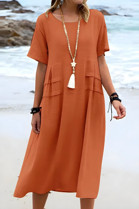 Ella Women's Midi Dress | Soft Cotton Blend, Casual Chic 1